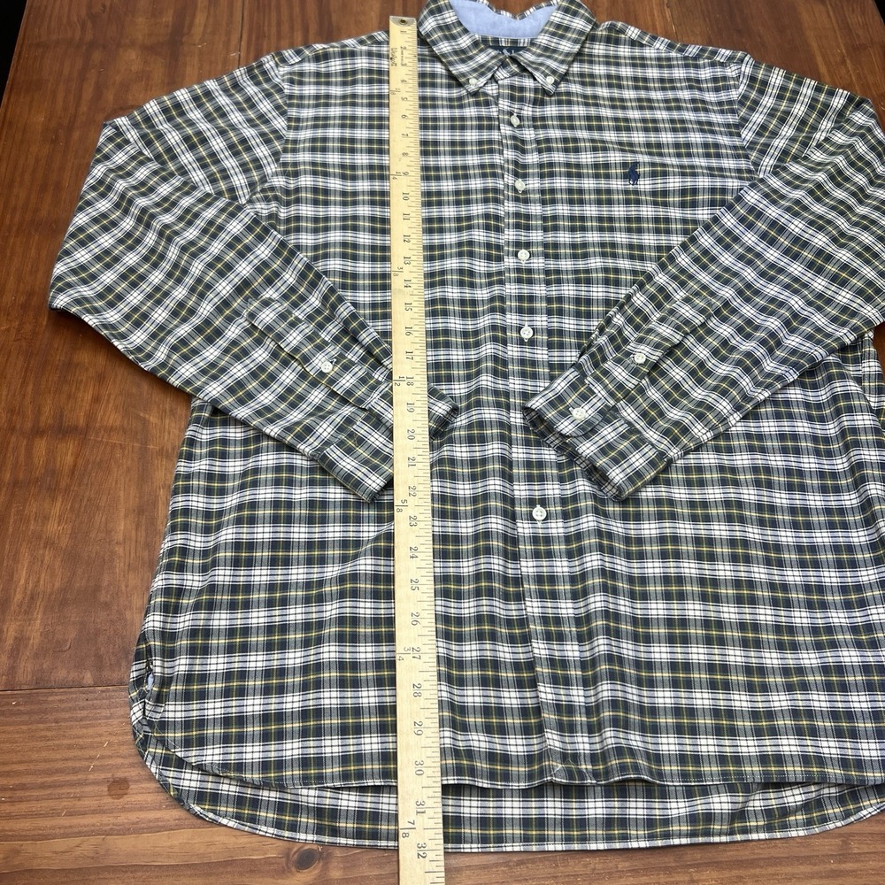 Ralph Lauren Custom Fit Plaid Button Down Shirt Men's XL Blue Green Yellow - Picture 9 of 16
